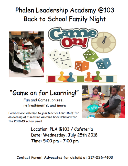 Flyer for Back to School Family Night 