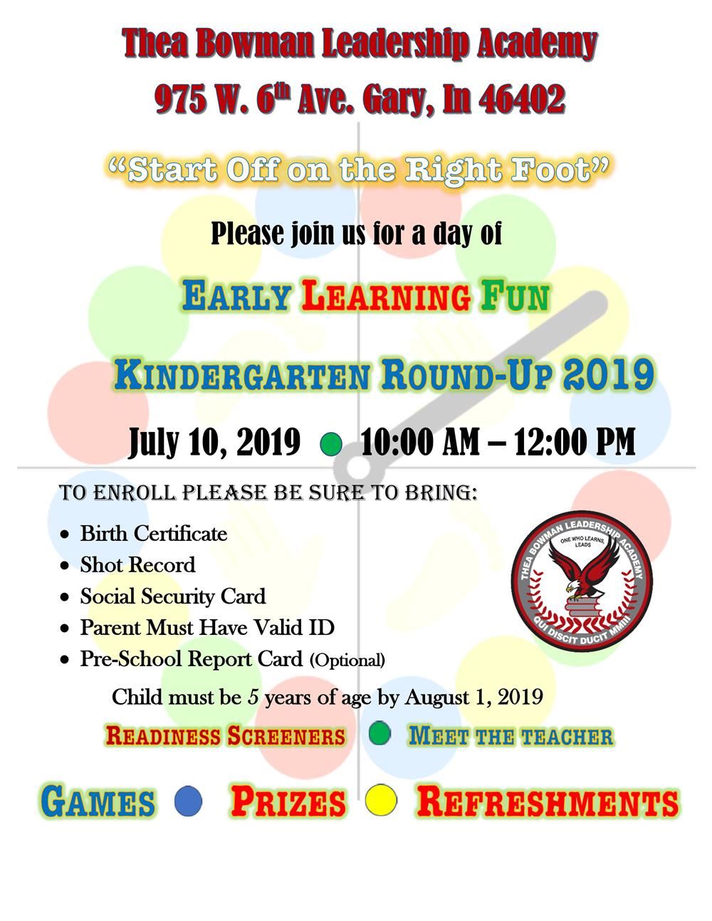 Join us for food, games and family fun at TBLA Elementary's Kindergarten Roundup. 
