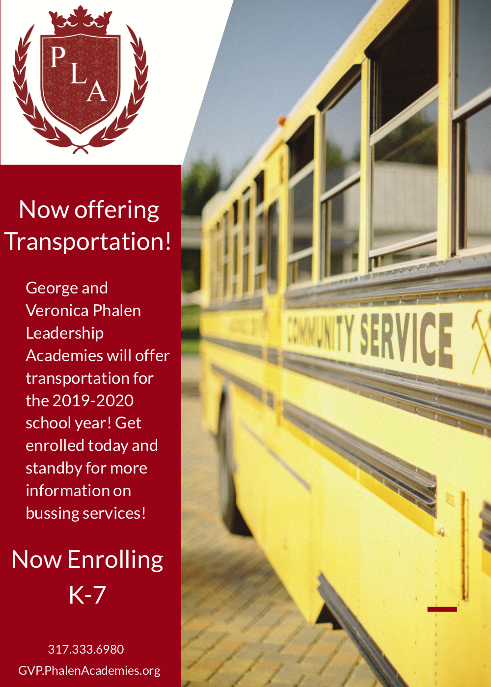 George and Veronica Phalen Leadership Academy will offer transportation services next year.  